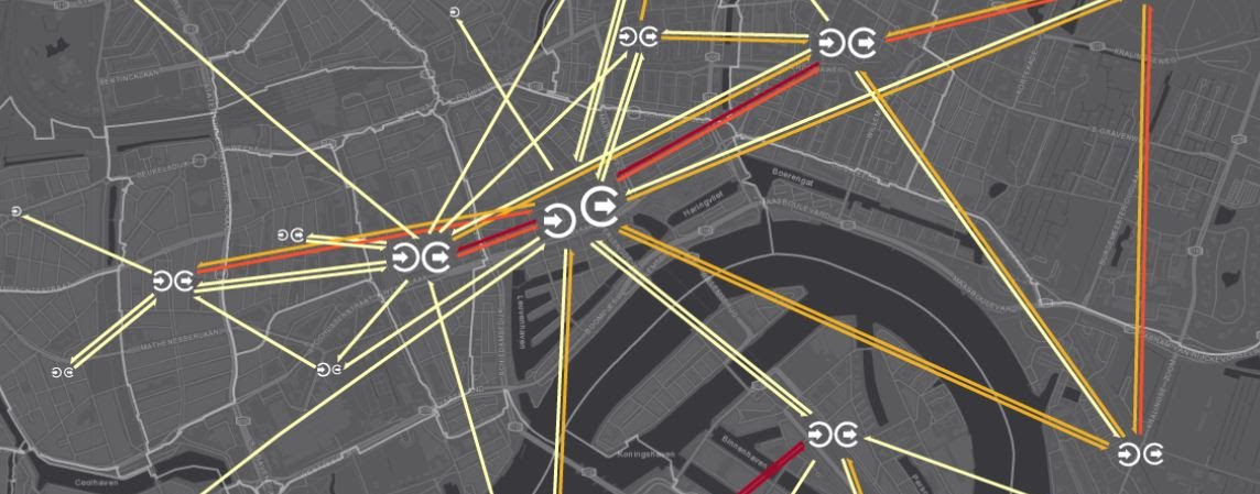 Flow map public transport Rotterdam